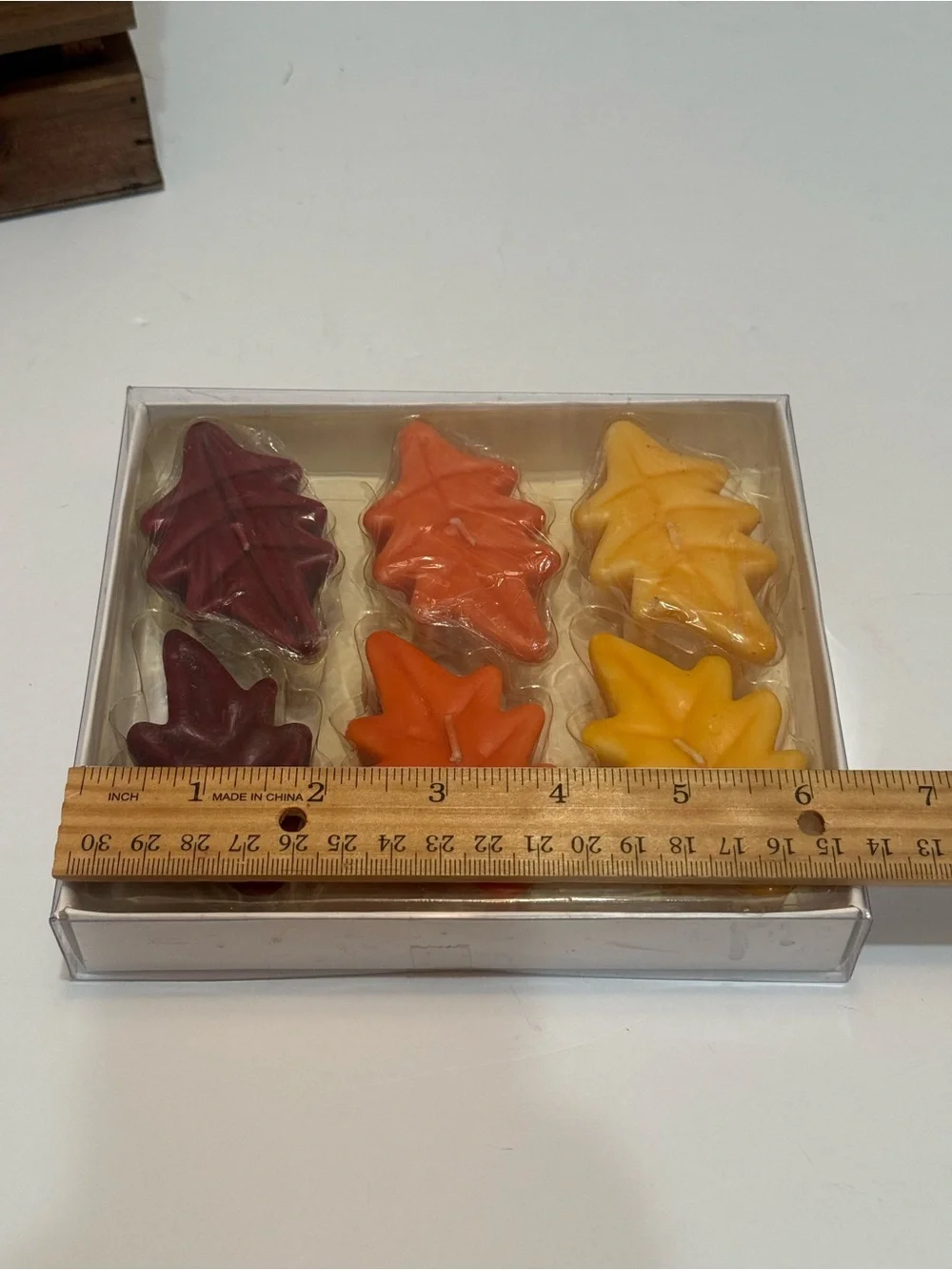 Vintage Hallmark Autumn Leaves Floating Candles Set of 6 Fall Thanksgiving NIB